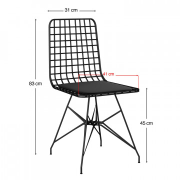 Set masa dreptunghiulara aspect lemn cu 4 scaune din cadru metalic si pernuta 120x60 cm - Img 5
