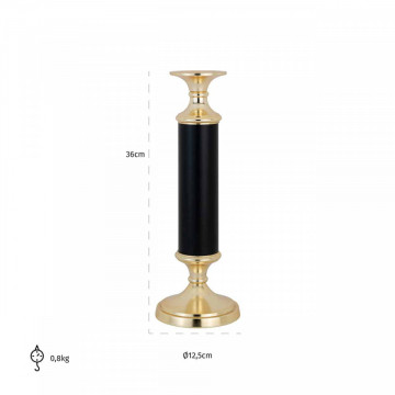 Suport lumanare din metal Carlee, negru/gold - Img 2