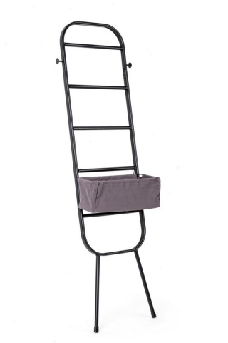 Suport obiecte Quiete cu coș din bumbac, structură din oțel vopsit electrostatic, 46x19x155 cm