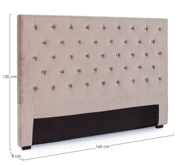 Tăblie de pat Caspar, 160 cm, din poliester cu efect de catifea, gri deschis, 160x8x120 cm - Img 3