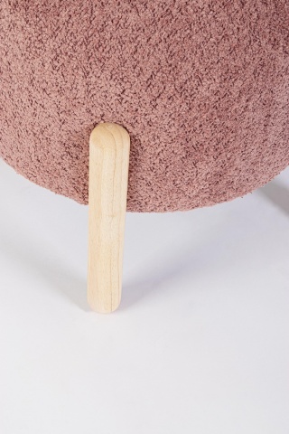 Taburet Dayla, rotund, diametru 45 cm, din poliester cu efect bouclé, roz - Img 4