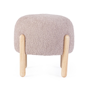 Taburet Dayla, rotund, diametru 45 cm, din poliester cu efect bouclé, roz antic - Img 3