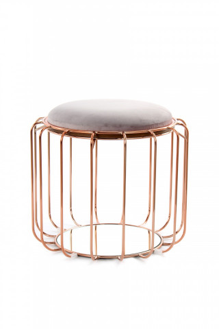 Taburet tapitat/masuta de cafea rotund/a Comfortable 50x50x45 cm gri deschis