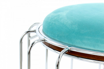 Taburet tapitat/masuta de cafea rotund/a Comfortable 50x50x45 cm albastru deschis - Img 5