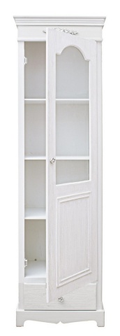 Vitrină Blanc, cu 1 ușă și 1 sertar, din MDF, finisaj alb mat cu efect albit, 50x34x170 cm - Img 5