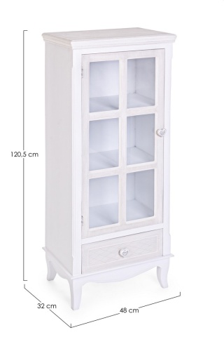 Vitrină Charlene, din MDF vopsit, cu 1 ușă și 1 sertar, 48x32x120.5 cm - Img 2