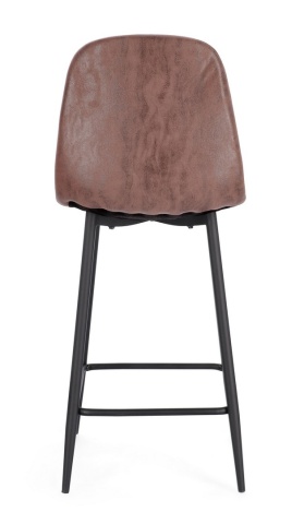 Acest set de două scaune de bar combină un design de inspirație vintage cu funcționalitatea modernă, fiind ideal pentru insula din bucătărie sau zona de bar. Șezutul confortabil este realizat din polipropilenă și acoperit cu piele ecologică (poliuretan) d - Img 5