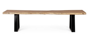 Bancă dining Artur, 2 locuri, din lemn de salcâm și oțel, 178x45x45 cm - Img 3