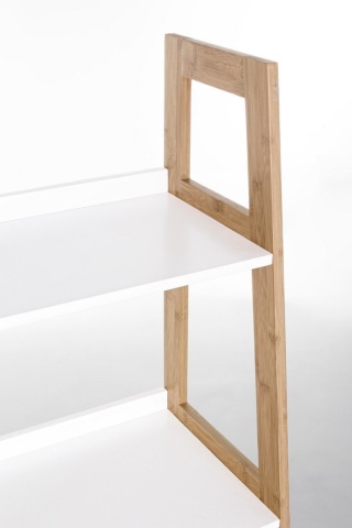 Bibliotecă Brooklyn din bambus alb 130 cm - Img 5