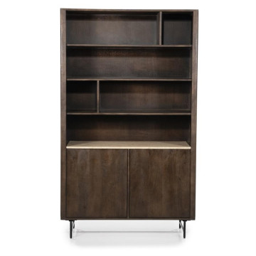 Bibliotecă din lemn de mango si travertin Lio 120x41x200 cm
