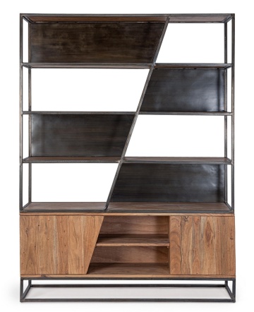 Bibliotecă Janak din lemn de acacia și oțel 198 cm - Img 3