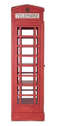 Bibliotecă RED CABIN din lemn de brad rosie 180 cm - Img 5