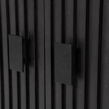 Biblioteca Remi din lemn de mango negru 200x37x200 cm - Img 8