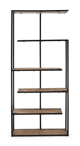 Bibliotecă Roderic cu 5 rafturi, cadru metalic și lemn de mango 188 cm - Img 3