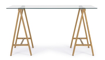 Birou Alchimia, sticlă și oțel, 140 x 70 x 76 cm - Img 3