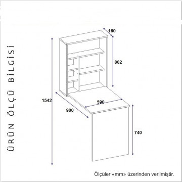 Birou cu etajera din pal melaminat Sedir nuc 59 cm - Img 5