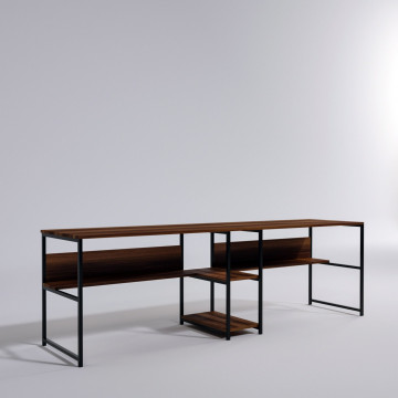 Birou dublu din pal melaminat Buyuc nuc 240 cm - Img 4
