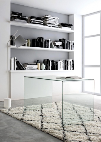 Birou Iride din sticlă transparentă, 126x70x74 cm - Img 6