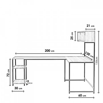 Birou pe colt din pal melaminat Cansin nuc 200 cm - Img 5