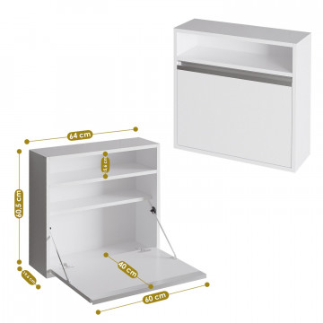 Birou rabatabil de perete din pal melaminat Optimum Alb 64 cm - Img 5
