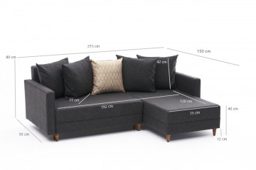 Colar Aydam pe dreapta antracit, 3 locuri, extensibil - Img 7
