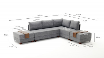 Coltar Fly pe dreapta rosu, 3 locuri, extensibil cu 2 parti modulare - Img 8