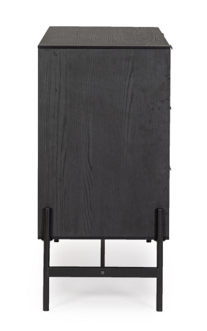 Comoda Allycia cu 3 uși, din lemn de frasin, negru și natural, 104x40x81,5 cm - Img 5