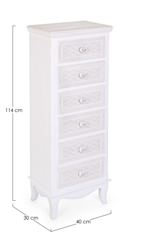 Comodă clasică Charlene, cu 6 sertare, din MDF, finisaj vopsit, 40x30x114 cm - Img 2