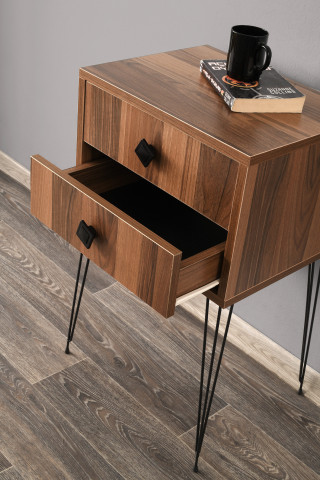 Comoda din pal melaminat cu 2 sertare Melinos maro 45 cm - Img 4
