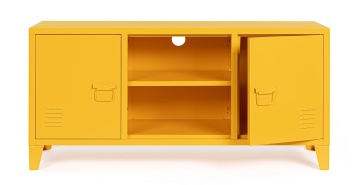 Comodă TV Cambridge, cu 2 uși, din oțel vopsit epoxidic, galben, 120,5x40x58,5 cm - Img 7