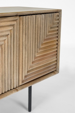 Comodă TV Darsey, 140 cm, din lemn de mango, 140x32.5x53 cm - Img 6