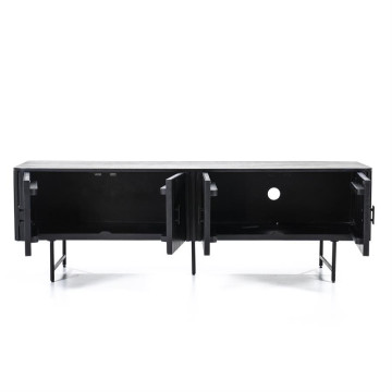 Comoda TV din lemn de mango Remi 170 cm neagra - Img 2