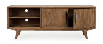 Comodă TV Sherman, 152 cm, cu 2 uși, din lemn de mango, stil vintage, 152x40x55 cm - Img 7