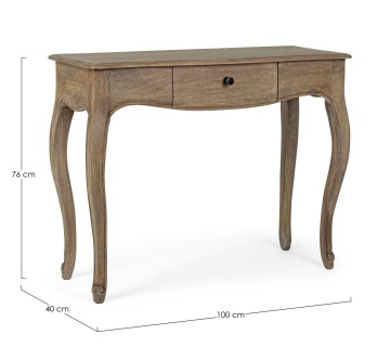 Consolă Domitille, 100 cm, cu 1 sertar, din lemn de mango, finisaj vopsit, 100x40x76 cm - Img 2