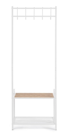 Cuier Haldor cu 5 cârlige și raft, din oțel și MDF, alb și natur, 64.5x37.5x180 cm - Img 3