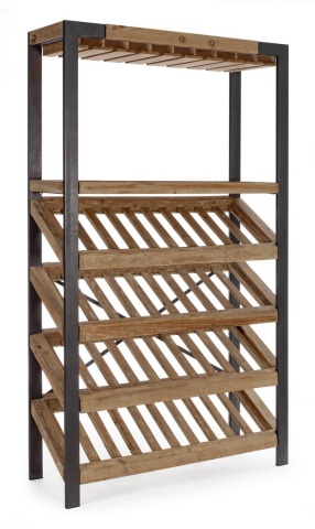 Dulap bar pentru sticle Kantin, din metal și lemn de brad, 114x38x199 cm