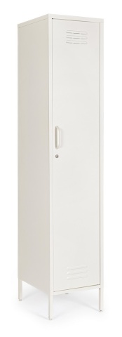 Dulap Cambridge, cu 1 ușă, din oțel, vopsit electrostatic, alb crem, 46x38x185 cm