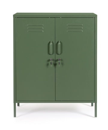 Dulapior Cambridge, cu 2 uși și 2 rafturi ajustabile, din metal vopsit electrostatic, verde salvie, 80x40x101.5 cm - Img 3