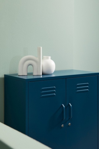 Dulapior Cambridge, cu 2 uși și 2 rafturi ajustabile, din metal vopsit electrostatic, albastru, 80x40x101.5 cm - Img 7