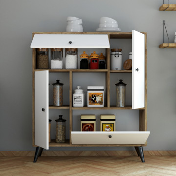 Dulapior din pal melaminat Hercule nuc si alb 105x120x35 cm - Img 4