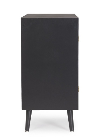 Dulapior Josine, lemn de pin, cu 2 uși și inserții din ratan, negru, 80x40x80 cm - Img 5
