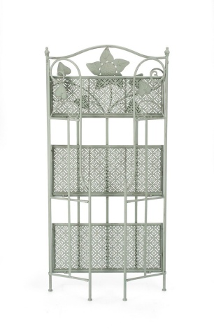 Etajeră Harriet, 3 polițe, pliabilă, din oțel, culoare salvie, 60x28x127 cm - Img 8