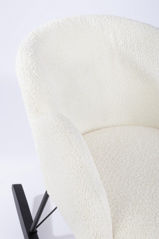 Fotoliu balansoar Sibilla, din poliester efect bouclé, stil vintage, alb, 86 x 62 x 72 cm - Img 7