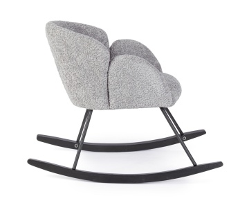 Fotoliu balansoar Sibilla, din poliester efect bouclé, stil vintage, gri deschis, 86 x 62 x 72 cm - Img 6