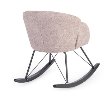 Fotoliu balansoar Sibilla, din poliester efect bouclé, stil vintage, roz antic, 86 x 62 x 72 cm - Img 2