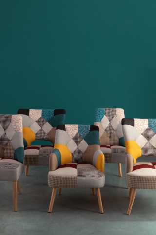 Fotoliu Galatea, din textil patchwork, 60x67x79 cm - Img 9