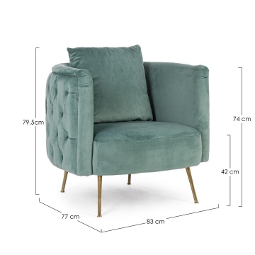 Fotoliu Tenbury Tiffany capitonat, din catifea, 83x77x79.5 cm - Img 2