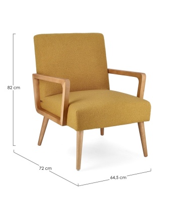 Fotoliu Veriana, textil, muștar, 64.5 x 72 x 82 cm - Img 2