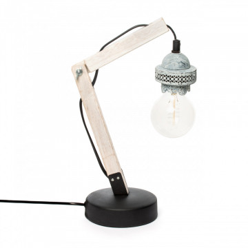 Lampa decorativa din lemn/fier Rossa VI gri, un bec - Img 2