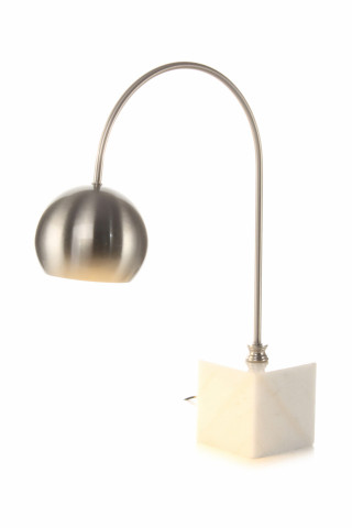 Lampa decorativa din PVC/fier/marmura Bella argintie/alba, un bec - Img 10